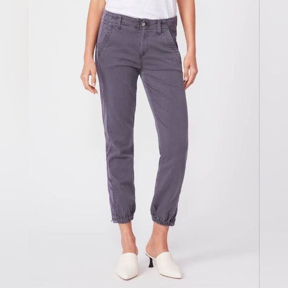PAIGE Mayslie Jogger with Velvet Side Stripe Vintage Pearl Grey Size 28 - Picture 1 of 14